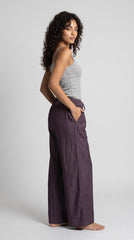 Evolove Aero Soft Women's Plum Purple Wide Leg Pyjama | Relaxed Fit Lounge Pants with Elasticated Waist & Drawstring | Comfortable Sleepwear