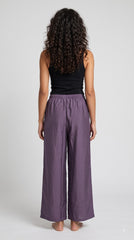 Evolove Aero Soft Women's Plum Purple Wide Leg Pyjama | Relaxed Fit Lounge Pants with Elasticated Waist & Drawstring | Comfortable Sleepwear