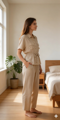 Evolove Cotton Flex Co-Ord Pajama Set – Soft Breathable Lounge Wear for Everyday Comfort