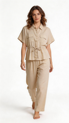 Evolove Cotton Flex Co-Ord Pajama Set – Soft Breathable Lounge Wear for Everyday Comfort
