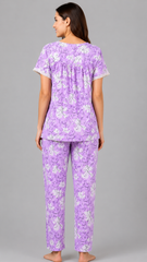 Evolove x Venus™ Lavender Dobby Pajama Set for Women | Premium Night Suit (NPSDB3508LR)