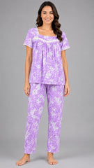 Evolove x Venus™ Lavender Dobby Pajama Set for Women | Premium Night Suit (NPSDB3508LR)