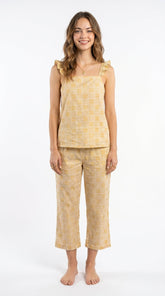 Evolove X Venus Women's Premium Soft Double Cloth Capri Set | Soft Breathable Printed Night Suit ( NCSDC3500YW )