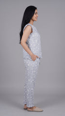 Evolove X Venus Women's Premium Soft Rayon Slub Fabric Pajama Set | Half Sleeve Printed Top & Full-Length Pajama | Breathable Night Suit, Loungewear & Sleepwear (NPSRS3531LB )