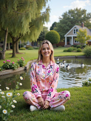Evolove Women's Collared Full Sleeves Night Suit/Top & Pyjama Set Super Soft Comfortable