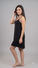 Evolove Premium Bamboo Slip Camisole Nighty with Delicate Lace | Supersoft Luxe Sleepwear | A Must Must have, You will love it.(NSSBL3571BK)