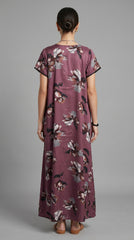 Alpine Designer Embroidered Long Nighty for Women with Side Pocket | Soft Breathable Fabric | Printed Maxi Nighty | Comfortable Daily Wear