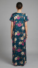 Alpine Designer Long Nightgown with Embroidery for Women with Side Pocket | Soft Breathable Fabric | Printed Maxi Nighty | Comfortable Daily Wear