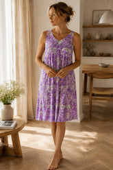 Evolove x Venus™ Lavender Dobby Dream Nighty | Short Nightgown for Women (SNGDB3510LR)