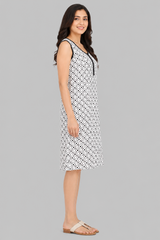 Evolove X Venus Women's Premium Soft Double Cloth Fabric Short Nightgown | Ultra Soft Breathable Printed Nighty | Half Sleeve Lightweight Sleepwear | Everyday Home Wear (SNGDC3522BK)