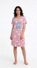 Evolove Women's Short Nighty – 100% Cotton, Loose Fit | Super Soft & Comfortable Nightwear