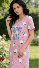 Evolove Women's Short Nighty – 100% Cotton, Loose Fit | Super Soft & Comfortable Nightwear