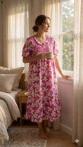 TENCEL™ × Bamboo Luxury Fabric – Short midi Nightgown ,Ultra-Soft, Silky, Breathable & Eco-Friendly. Our most comfortable ever.