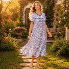 Evolove X Venus Women's Premium Soft Rayon Short Nightgown | Breathable Lightweight Nighty | Half Sleeve Comfortable Sleepwear & Loungewear ( SNGRY3519BL )