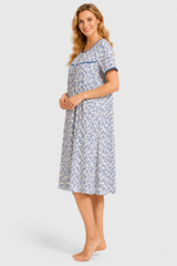 Evolove X Venus Women's Premium Soft Rayon Short Nightgown | Breathable Lightweight Nighty | Half Sleeve Comfortable Sleepwear & Loungewear ( SNGRY3519BL )