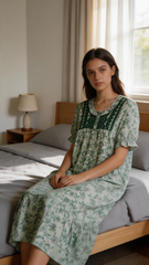 TENCEL™ × Bamboo Luxury Fabric – long nightgown Ultra-Soft, Silky, Breathable & Eco-Friendly. Our most comfortable ever in tonal embroideries for that minimal look