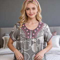Alpine Long Nightgown for Women with Side Pocket | Soft Breathable Fabric | Printed Maxi Nighty | Comfortable Daily Wear