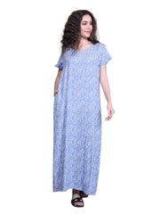 100% Cotton Nighty with Side Pocket | Printed