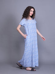 100% Cotton Nighty with Side Pocket | Printed