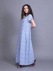 100% Cotton Nighty with Side Pocket | Printed