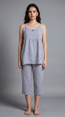 Evolove x Venus Women’s Rayon Capri Set | Soft Printed Nightwear | Effortless Comfort Loungewear (NCSRY3507BL)