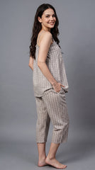 Evolove x Venus Women’s Rayon Capri Set | Premium Printed Sleepwear | Supersoft Comfortable Loungewear (NCSRY3504GR)