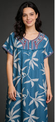 Alpine Long Nightgown for Women with Side Pocket | Soft Breathable Fabric | Printed Maxi Nighty | Comfortable Daily Wear