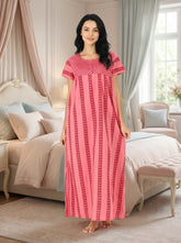 Nighty | Loose Fit 100% Cotton Nighties & Night es for or Ladies with Button Super Soft Comfortable Design ( XL Size, Pink )