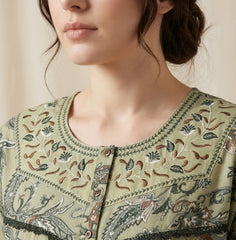 🌸 Evolove Alpine Nighty with Side Pocket & Neckline Embroidery | Full-Length | Side Pocket