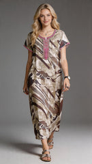 Alpine Long Nightgown for Women with Side Pocket | Soft Breathable Fabric | Printed Maxi Nighty | Comfortable Daily Wear