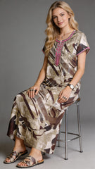 Alpine Long Nightgown for Women with Side Pocket | Soft Breathable Fabric | Printed Maxi Nighty | Comfortable Daily Wear