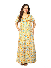 Premium Rayon Long Nightgown for Women – Soft Breathable Printed Nightdress
