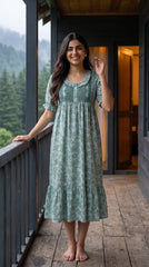 Tencel™ × Bamboo Fashionable Midi Nighty for Women | Premium Short Night Dress