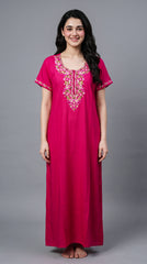 Designer Kashmiri Embroidered Long Nightgown for Women | Premium Bizzy Lizzy Fabric | Evolove