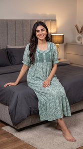 Tencel™ × Bamboo Fashionable Midi Nighty for Women | Premium Short Night Dress