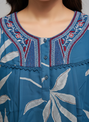 Alpine Long Nightgown for Women with Side Pocket | Soft Breathable Fabric | Printed Maxi Nighty | Comfortable Daily Wear
