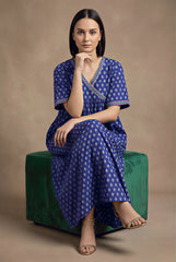 Women’s Cotton Printed Maxi Nightgown | Comfortable Loose Fit Long Night Dress | Soft Breathable Nightwear with Short Sleeves