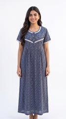 TENCEL™ × Bamboo Luxury Fabric – long nightgown Ultra-Soft, Silky, Breathable & Eco-Friendly. Our most comfortable ever in tonal embroideries for that minimal look,