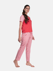 100% Cotton Pyjama Set with Reglan Checks Printed Super Soft Top or Tshirts