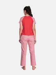 100% Cotton Pyjama Set with Reglan Checks Printed Super Soft Top or Tshirts