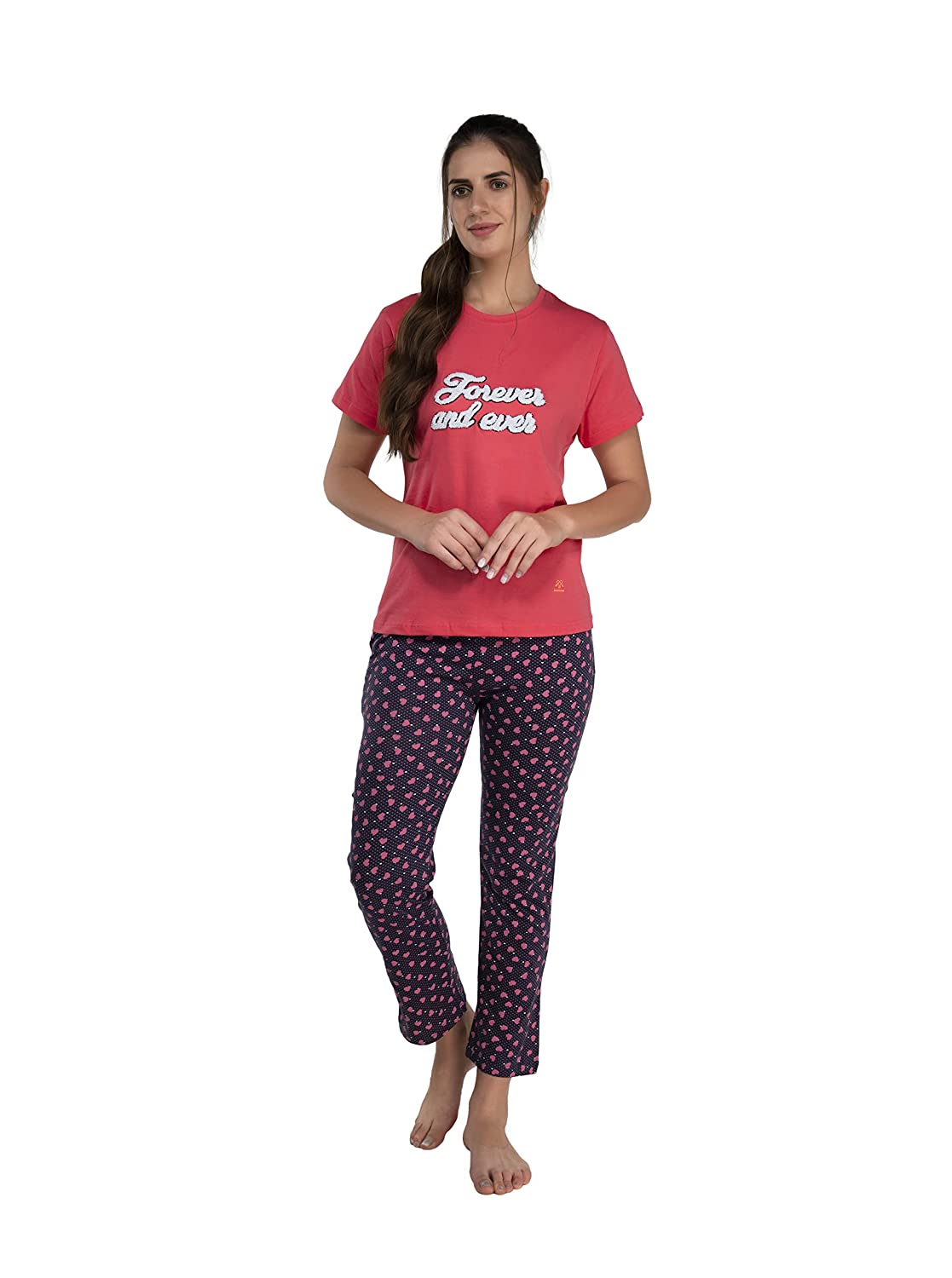 Evolove Womens Cotton Knits Pyjama Set with Top Tshirts & Bottom Pants –  Evolove India