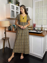 100% Cotton Night Gown Nighty with    1 Side Pockets Tassel at Super Soft Comfortable