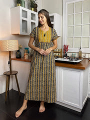 100% Cotton Night Gown Nighty with 1 Side Pockets Tassel at Super Soft Comfortable