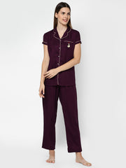Evolove Pyjamas Top Pants Set for Women for Daily Use Winter Night Wear with Pockets Buttons Elastic Waist Viscose Liva Super Soft Comfortable ( S to 2XL Size )