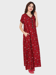 Evolove Women's Rayon Printed Maxi Nighty Sleepwear Super Comfortable