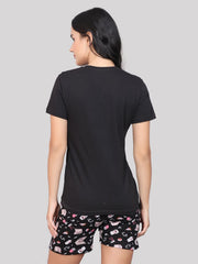 Evolove Women's 100% Cotton Shorts Set | Round Neck Half Sleeves Tshirt Shorts with Pockets Super Soft Comfortable