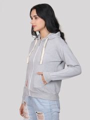 Evolove Women's Cotton Fleece Round Neck Hooded Winter Wear Long Sleeve Sweatshirt
