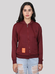 Evolove Women's Cotton Fleece Round Neck Hooded Winter Wear Long Sleeve Sweatshirt