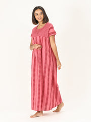 Nighty | Loose Fit 100% Cotton Nighties & Night es for or Ladies with Button Super Soft Comfortable Design ( XL Size, Pink )