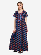 Evolove Womens Cotton Night Dress Long Nighty (LNGCO3048BL)